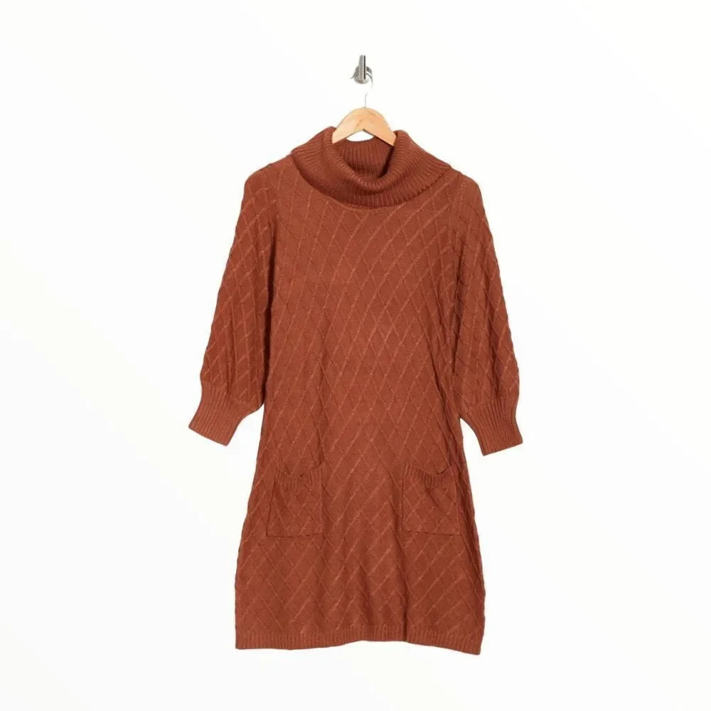 ELIZA J | Nutmeg | CABLE KNIT POCKET SWEATER DRESS - Picture 3 of 6